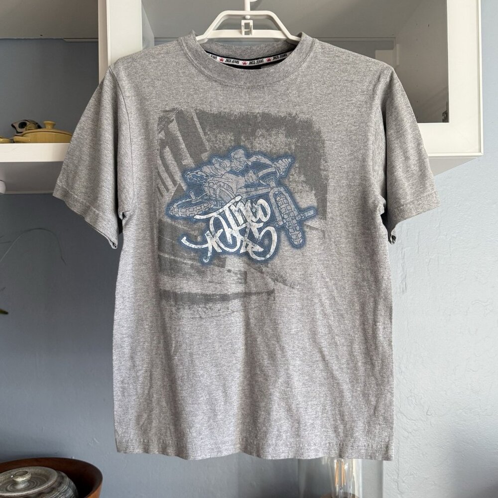 Vintage 90's JNCO BMX T Shirt Size Boys Youth Large USA Made Gray